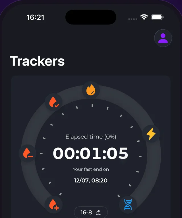 Steplio trackers — fasting timer with elapsed time